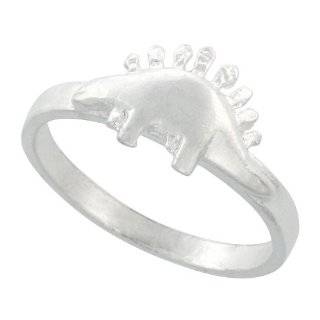  Silver Sauropoda Dinosaur Ring 15 mm (5/8 in.) long, size 6: Jewelry