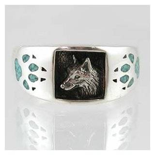 Southwestern Style Three Dimensional Wolf Head Ring in Sterling Silver 