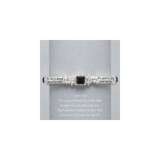 Womens Silver Bracelet, Bible Verse, John 316, Stretchable, Cross 