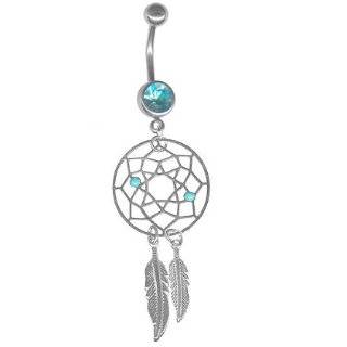   Sterling Silver Clear Dream Catcher Belly Button Navel Ring: Jewelry
