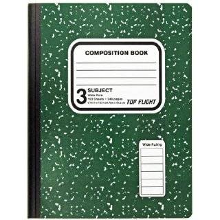Top Flight 3 Subject Colored Marble Composition Book, 120 Sheets, Wide 