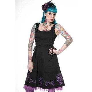 com Living Dead Souls Womens Gingham Bow Dress with Suspenders  Black 