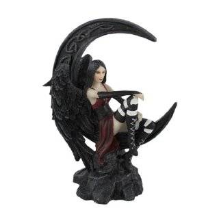  Gothic Raven Winged Dark Fairy Statue Red Dress