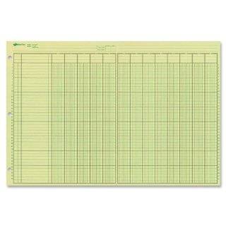  National Brand Analysis Pad, 6 Columns, Green Paper, 11 x 