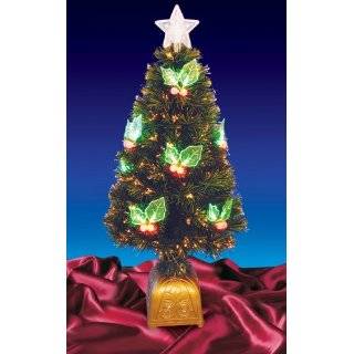 Pre Lit LED Color Changing Fiber Optic Christmas Tree with Holly 
