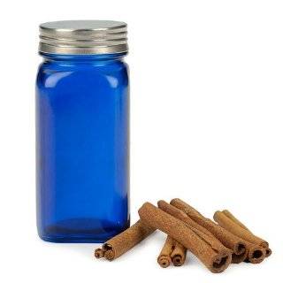 Blue Glass Square Spice Jar, Set of 6