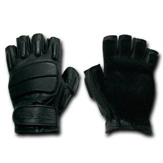  SWAT Tactical Leather Gloves (Half Finger   Black) Small 