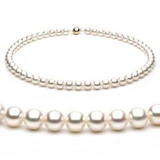  18k White Gold 7.5 8mm Akoya Cultured Pearl Necklace, 18 