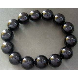 Black Onyx Agate Gem Beads Buddhist Prayer Bracelet Mala