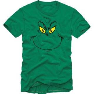  Dr Seuss   Grinch Face T Shirt Clothing