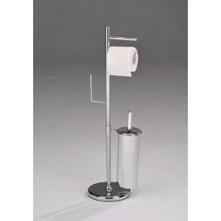 Chrome Finish Toilet Paper Stand With Toilet Brush & Holder:  