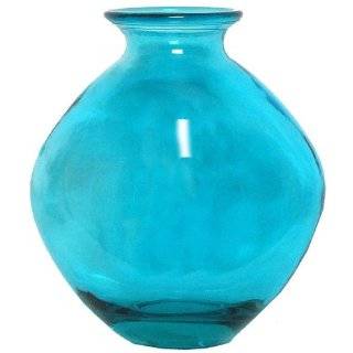 Spanish Large Recycled Aqua Blue Glass Vase 14.25H