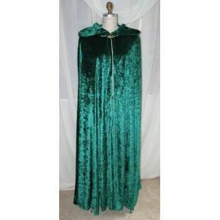  Green Velvet Long Cloak with Hood and Lined in Satin ~ New 