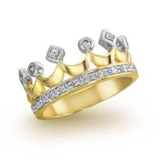   Jewelry Gold Plated CZ Princess Crown Fashion Cocktail Ring [Jewelry