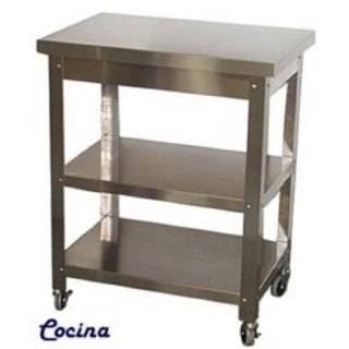 Danver Stainless Steel Cocina Kitchen Cart w/ No Top, Angular leg, and 