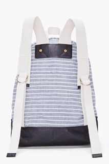 Rag & Bone Blue Leather Trim Striped Backpack for men