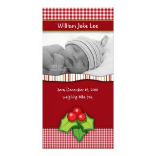 Christmas Gingham Check Baby Photo Card