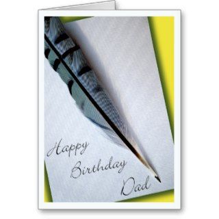 Happy Birthday Dad Blue Jay Feather Note Card