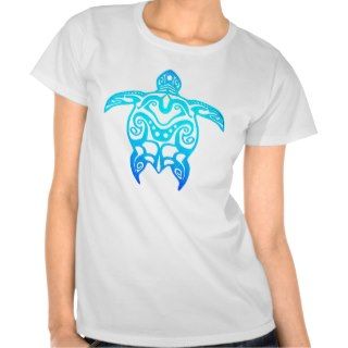 Ocean Blue Tribal Turtle T shirts