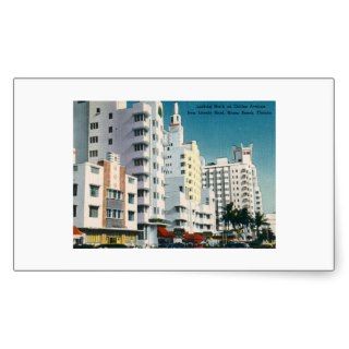 Avenida de Collins., Miami Beach, vintage de FL Rectangular Pegatina