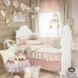 Glenna Jean Baby Girl Pink Beige Shabby Chic Crib Nursery Best Quilt Bedding Set