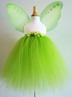 Baby Girls Tinkerbell Tutu Dress Skirt Costume Green Fairy Wings 0 Month Size 8