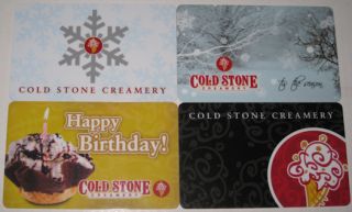 Cold Stone Creamery Lot of 4 Ice Cream Gift Cards No Value New Winter Snowflakes