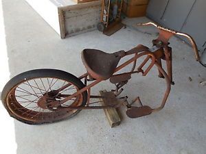 Vintage Simplex Service Cycle Motorcycle Frame Parts Wheel Tire Seat