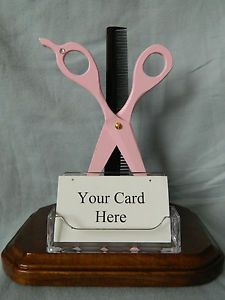 Hair Stylist Business Card Holder Scissors Comb Supplies Salon Spa