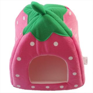 1pcs Lovely Soft Strawberry Pet Cat Dog Kennel Bed House with Warm Mat 3 Sizes