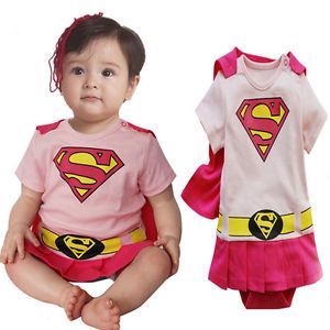 Infant Baby Girls Toddler Fancy Dress Outfit Romper Costume Superman Pink 0 2 Y