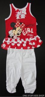Minnie Mouse Toddler Girls 2T 3T 4T Set Outfit Shirt Shorts Skirt Skort Disney