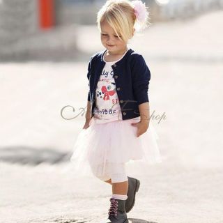 Girl Baby 3pcs Set Skirt T Shirt Cardigan Outfit Tutu Dress Costume Ages 1 5Y