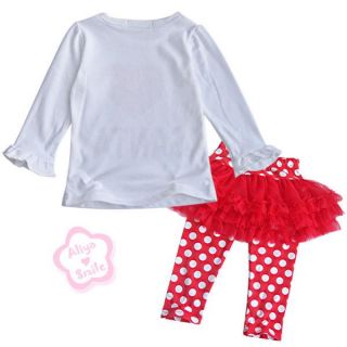 2pc Baby Girl Outfits Polka Dots Infant Tutu Skirt Leggings Pants Xmas Costume