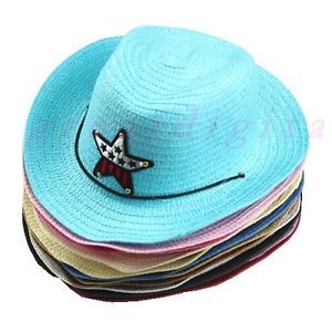 New Cute Baby Kids Children Girls Boys Straw Cowboy Sun Hat Cap Costume