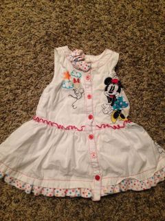 Disney Store Baby Minnie Mouse White Dress 12 18 Months Girls Infants Toddler