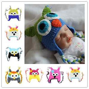 Handmade Cute Baby Boy Girl Toddler Owls Knit Crochet Hat Beanie Cap Gift