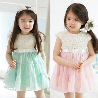 Baby Girls Kids Rose Lace Chiffon Fancy Princess Party Tutu Dress Skirts 0 5T