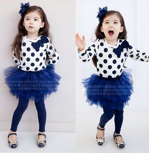 Baby Toddler Girl Kids Clothes 2 Piece Set Dress Top Leggings Skirt S0 5Y Outfit