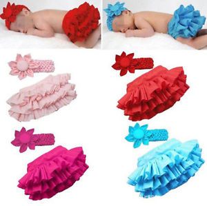 Newborn Baby Girls Headband Ruffle Skirt Children Bloomers Kids Dress Clothes