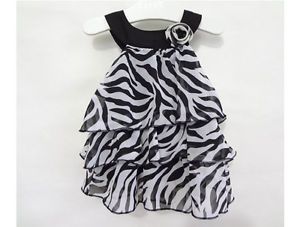 1pc Kid Infant Baby Girl Chiffon Dress Outfit Clothes Pettiskirt Tutu Zebra 0 4Y