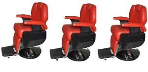 Three All Purpose Hydraulic Recline Salon Beauty Spa Shampoo Red Barber Chairs