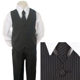 New Baby Boy Toddler Kid Navy Pinstripe Tuxedo Vest Formal Party Suit 2 4T 5 7