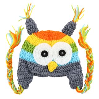 Lovely Cute Baby Boy Girl Toddler Owls Owl Knit Crochet Hat Beanie Cap Grey