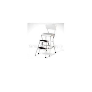 Cosco 11118WHT Chair Step Stool Deluxe Fold Out Step White Steel Frame