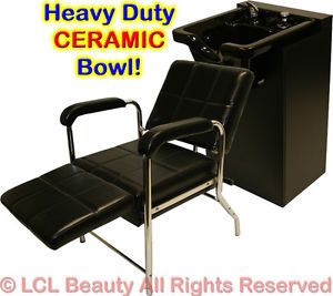 Ceramic Shampoo Bowl Sink Chair Leg Rest Cabinet Barber Beauty Salon Equipment