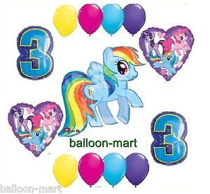 My Little Pony Rainbow Dash 3rd Birthday Party Supplies Balloons Set Three Third