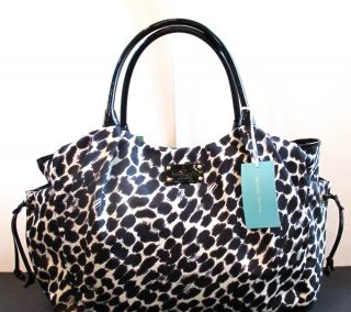 New Authentic Kate Spade Lindenwood Leopard Nylon Stevie Baby Diaper Bag