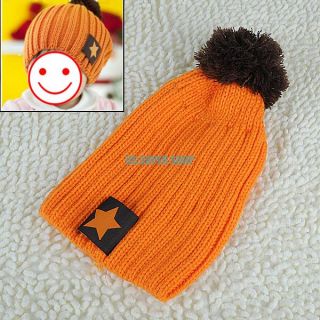 Baby Boys Girls Infant Toddler Warm Star Knitted Crochet Beanie Winter Hats Caps