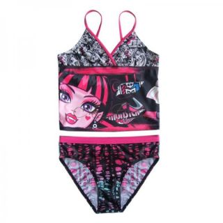 Girls Kids Monster High Skull 2 PC Tankini Set Swimsuit Swimwear Bathing Sz 5 6